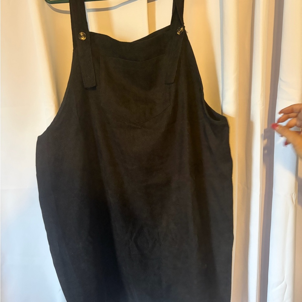 Black Corduroy Overall Dress